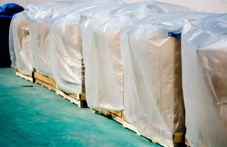 Wrapped pallets ready for dispatch